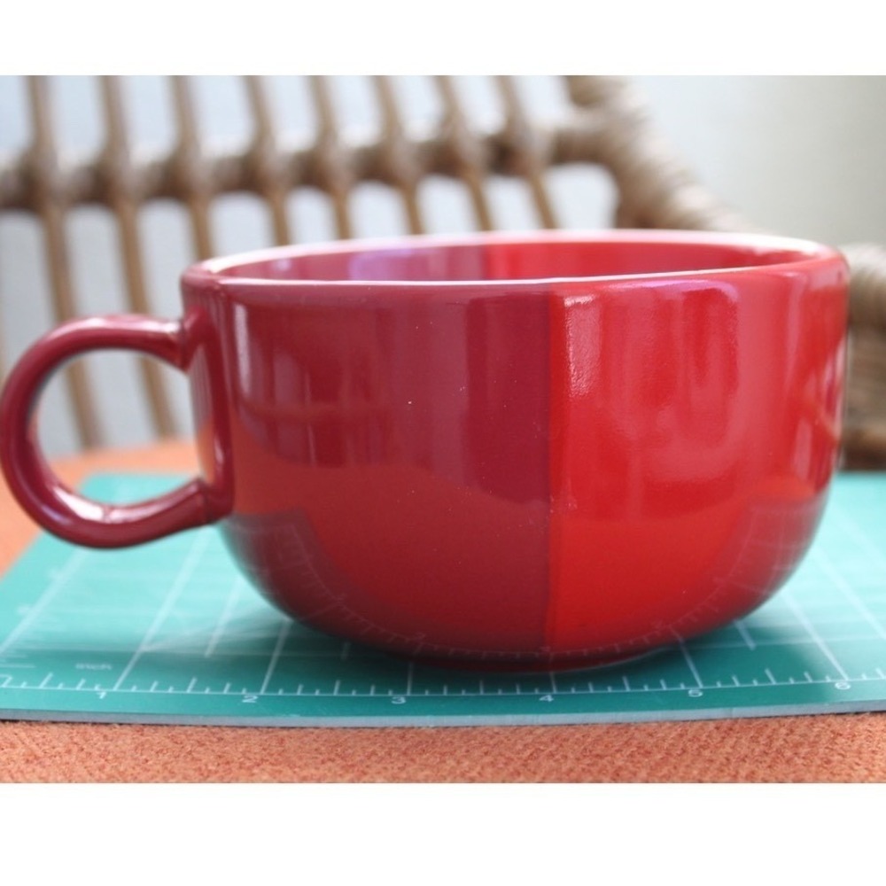 Starbucks 2021 Red Two Tone Split Color Mug Soup Bowl 16oz BVB